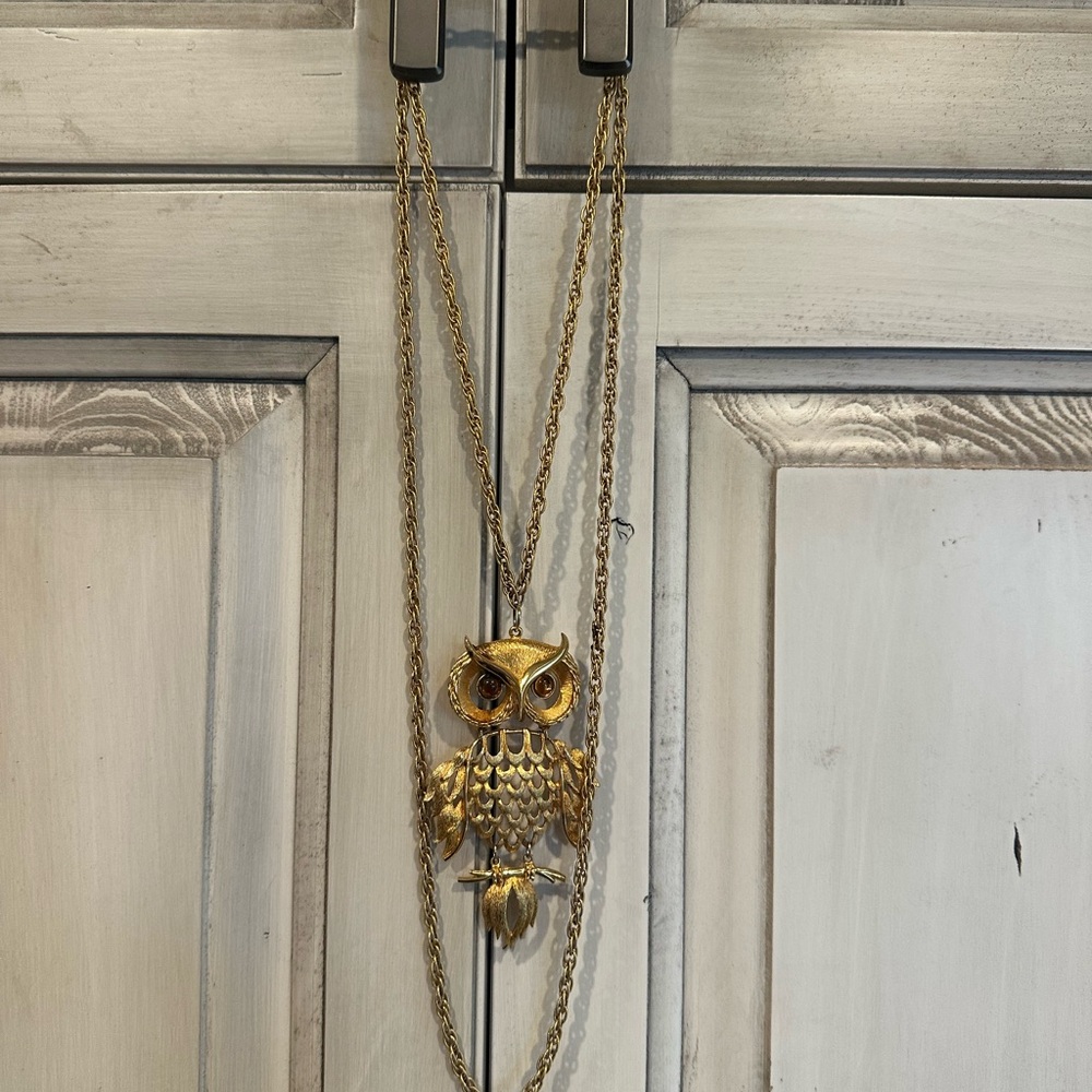 Gold Owl Pendant Necklace
